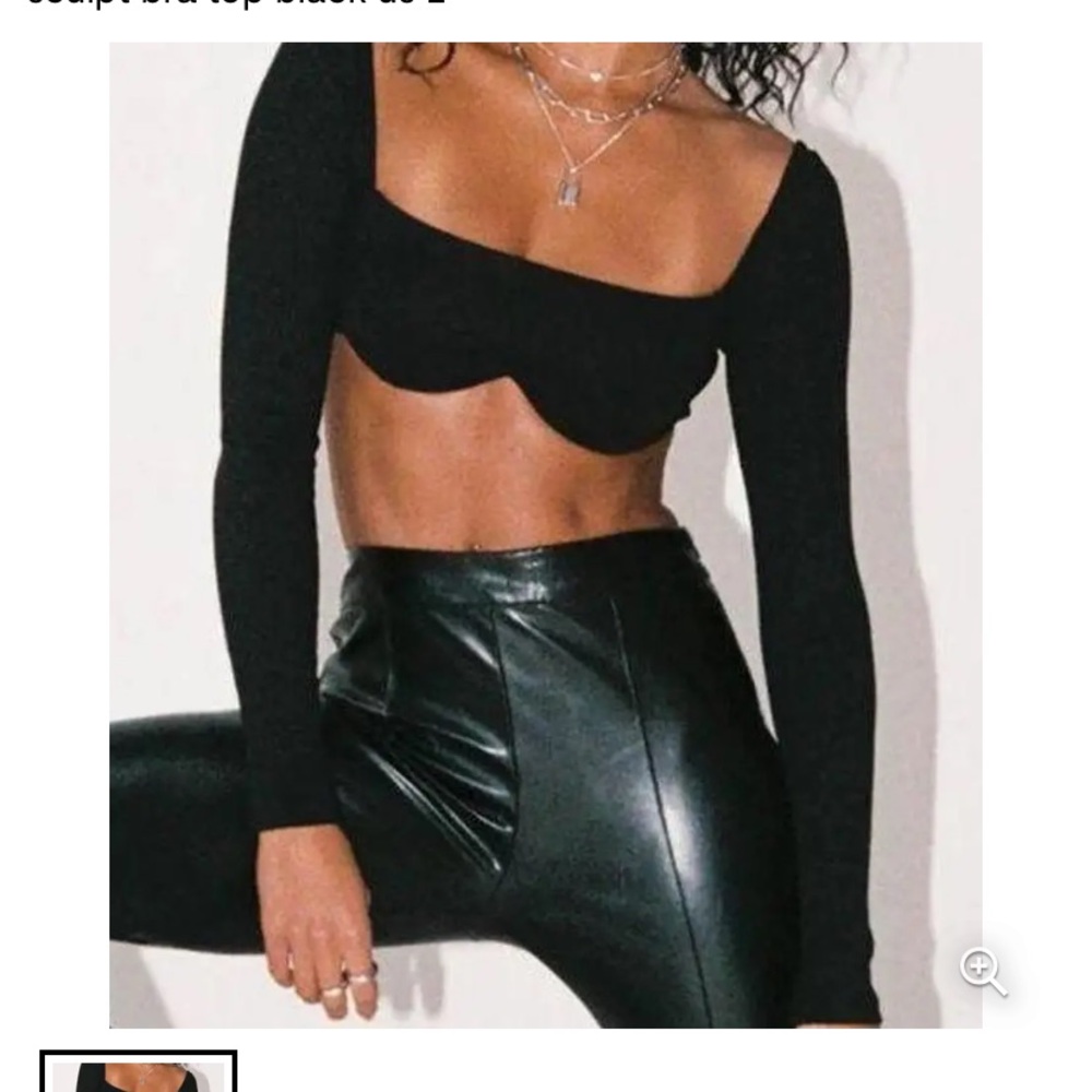 Princess Polly nwt becca long sleeve wired underwire sculpt bra top black Sz 8